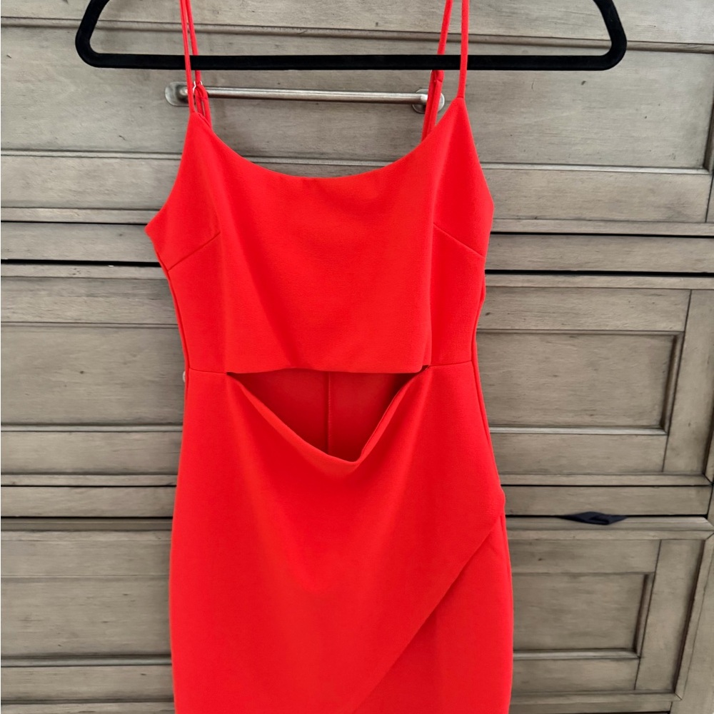 Lulu's Vibrant Red Spaghetti Strap Cutout Mini Dress